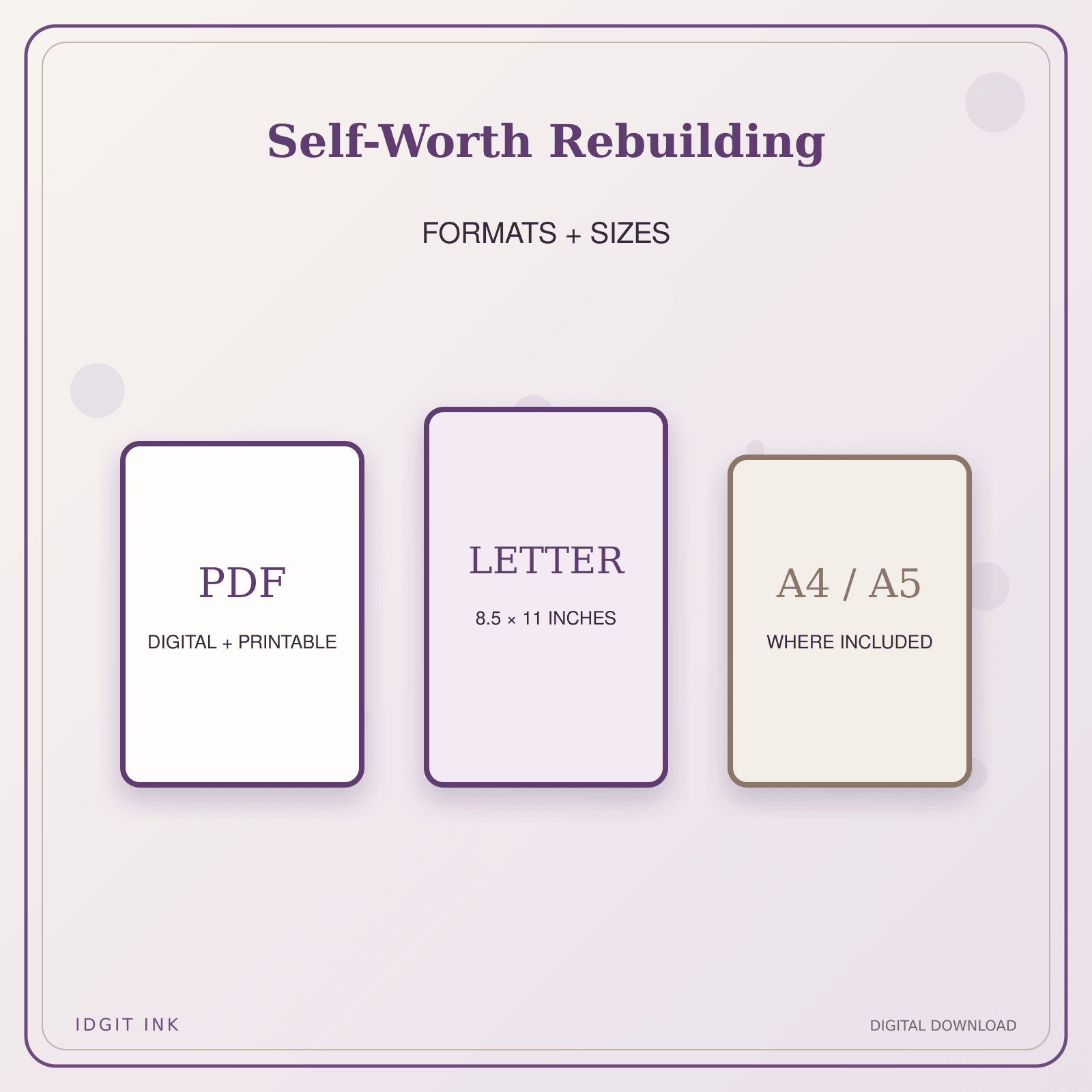 Idgit Ink Self-Worth Rebuilding deluxe journal and planner bundle — digital formats and available page sizes
