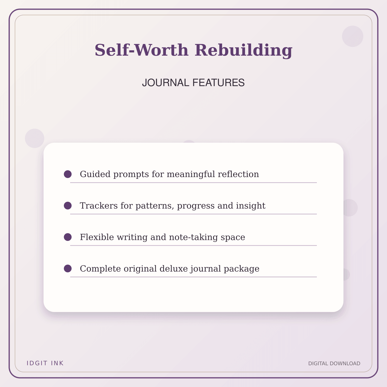 Idgit Ink Self-Worth Rebuilding deluxe journal and planner bundle — journal prompts and reflection features