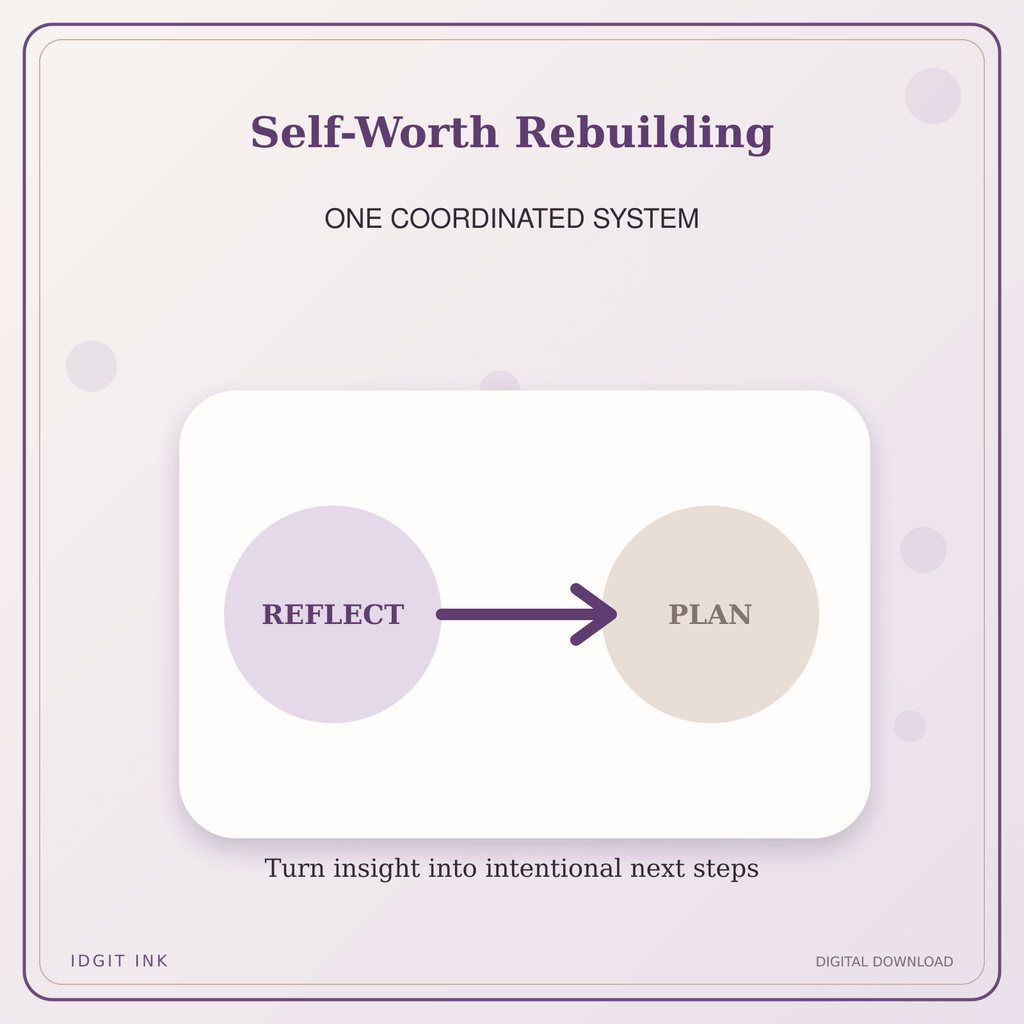 Idgit Ink Self-Worth Rebuilding deluxe journal and planner bundle — topic-specific benefits and use cases