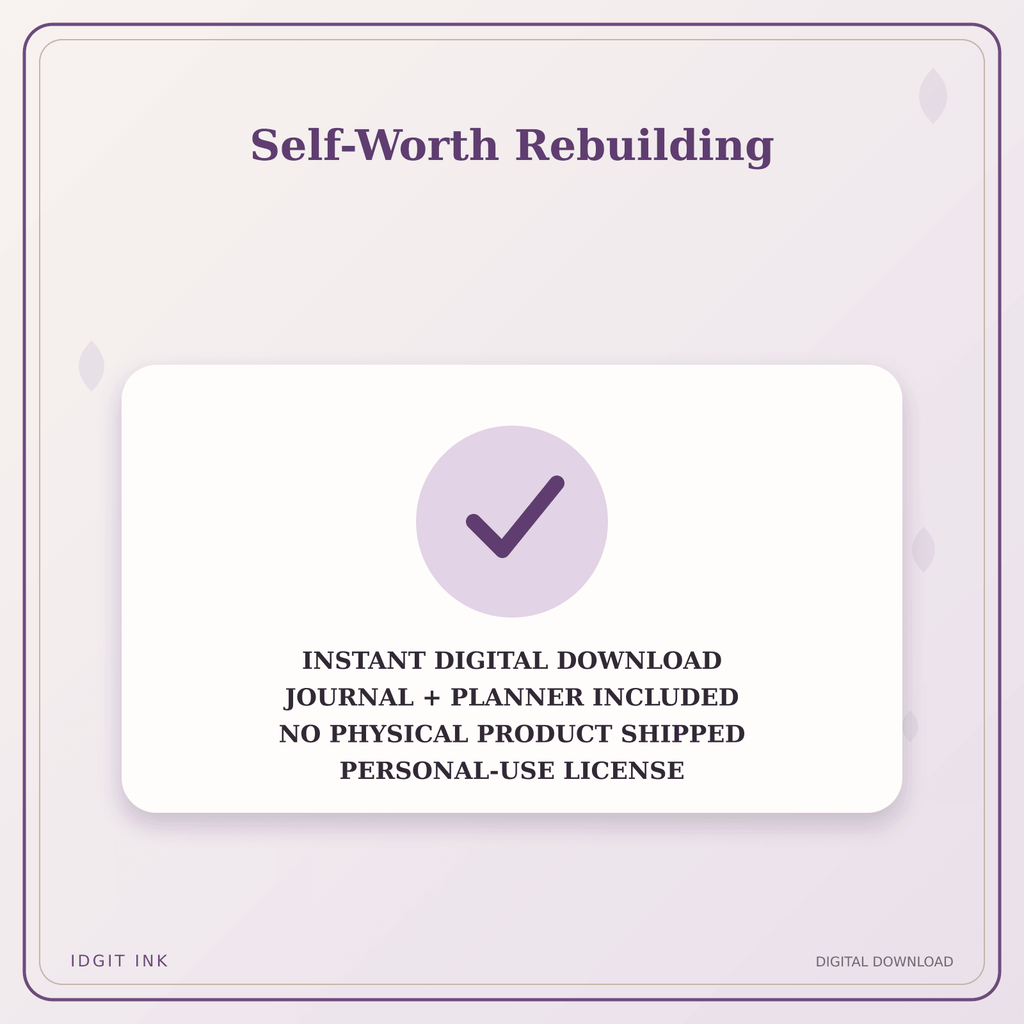 Idgit Ink Self-Worth Rebuilding deluxe journal and planner bundle — instant download and no physical product notice