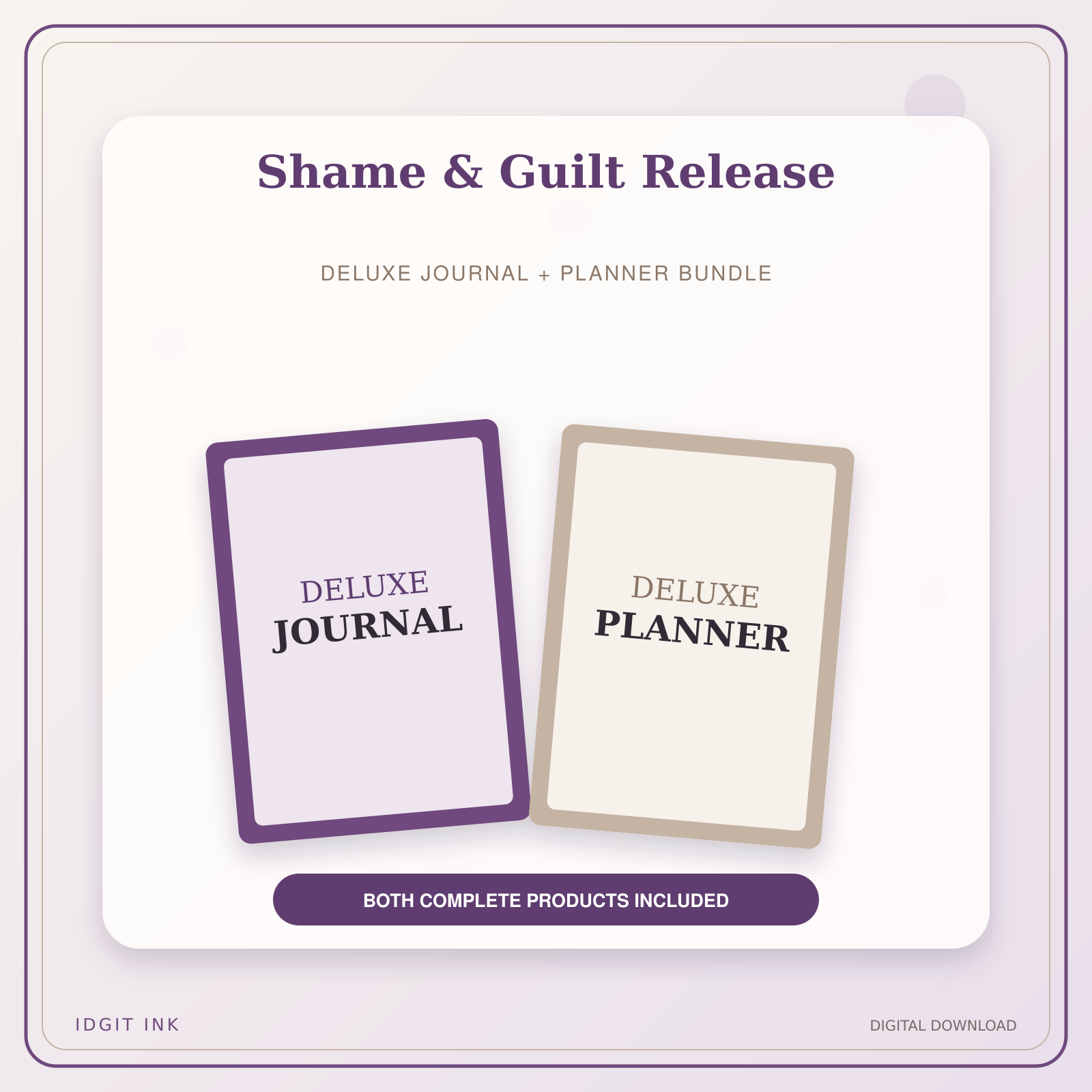 Idgit Ink Shame & Guilt Release deluxe journal and planner bundle — primary bundle cover showing both deluxe products