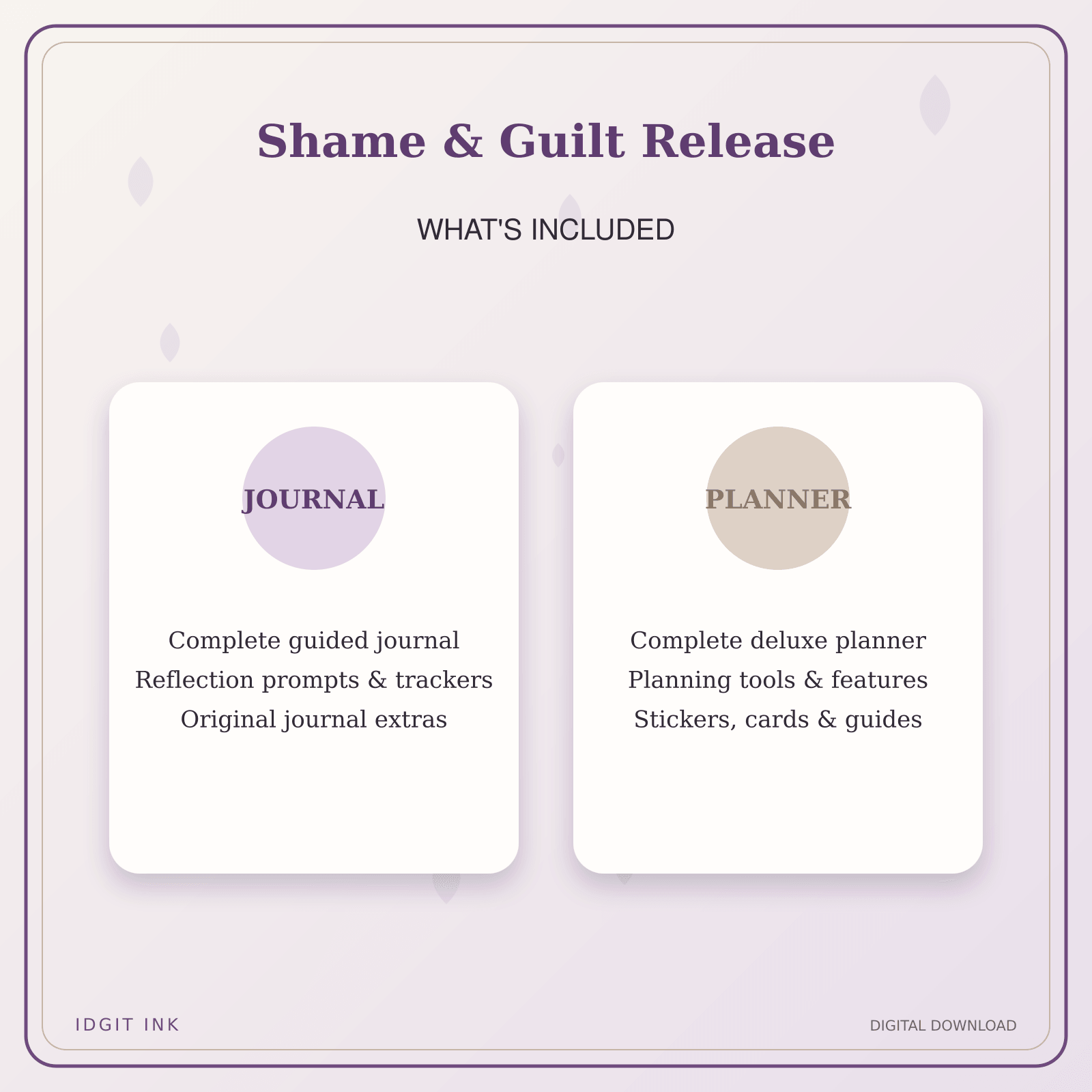 Idgit Ink Shame & Guilt Release deluxe journal and planner bundle — complete journal and planner bundle contents