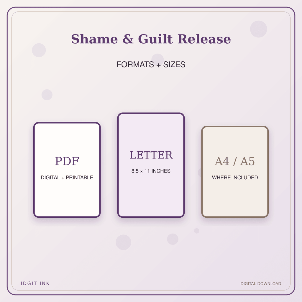 Idgit Ink Shame & Guilt Release deluxe journal and planner bundle — digital formats and available page sizes