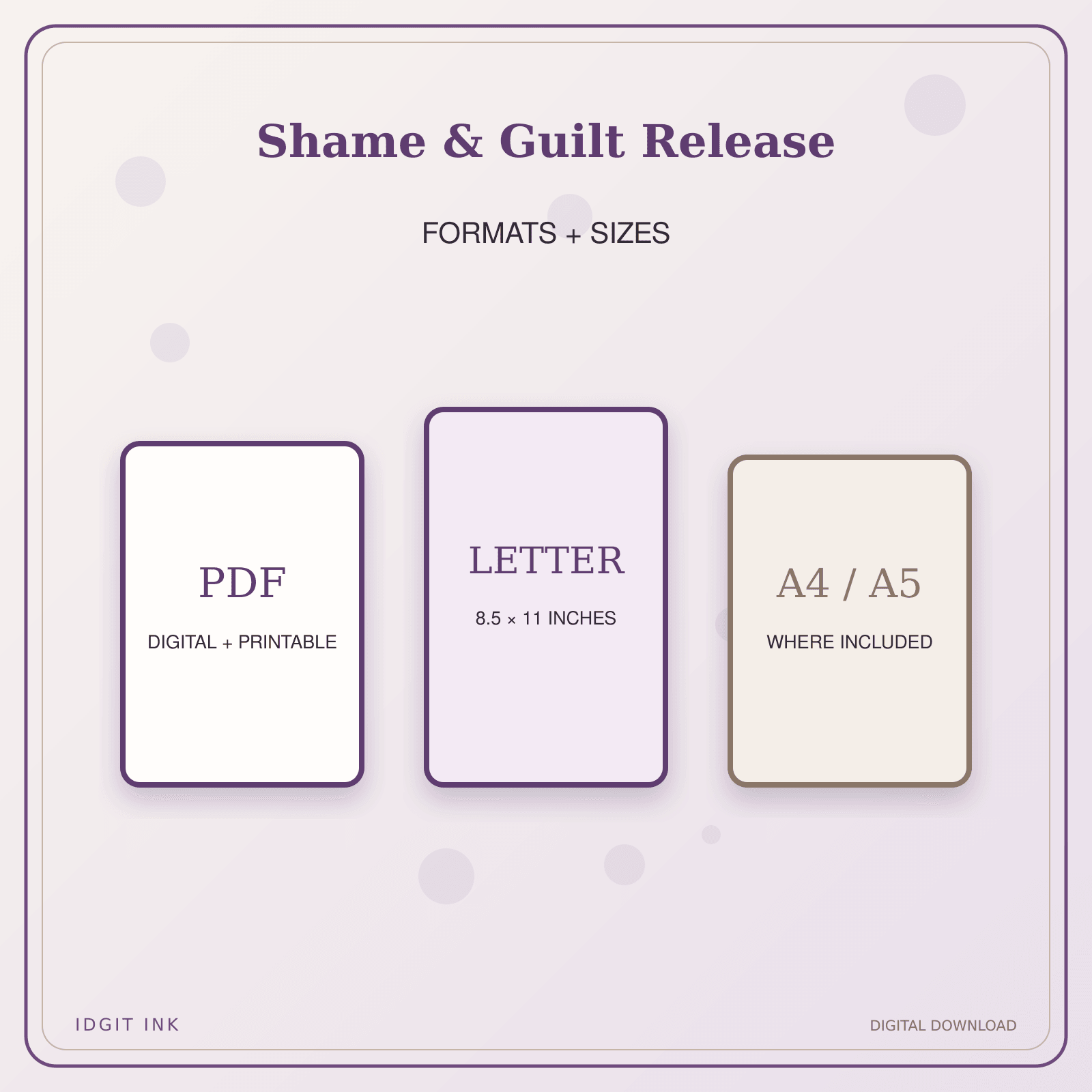 Idgit Ink Shame & Guilt Release deluxe journal and planner bundle — digital formats and available page sizes