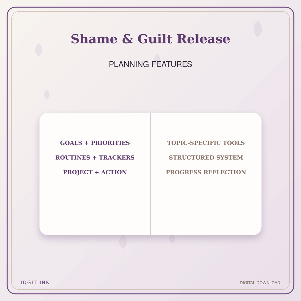 Idgit Ink Shame & Guilt Release deluxe journal and planner bundle — planner organization and planning features