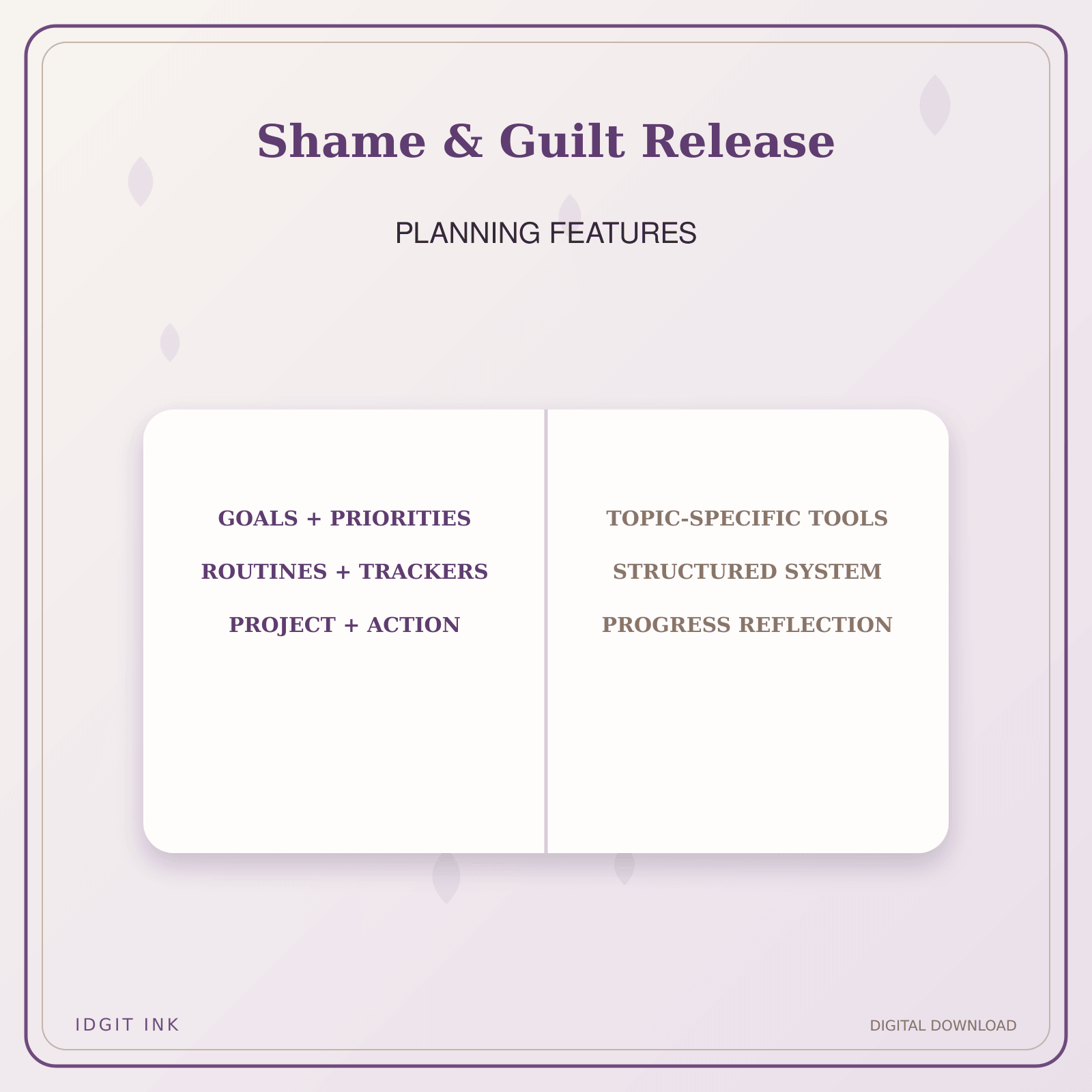 Idgit Ink Shame & Guilt Release deluxe journal and planner bundle — planner organization and planning features