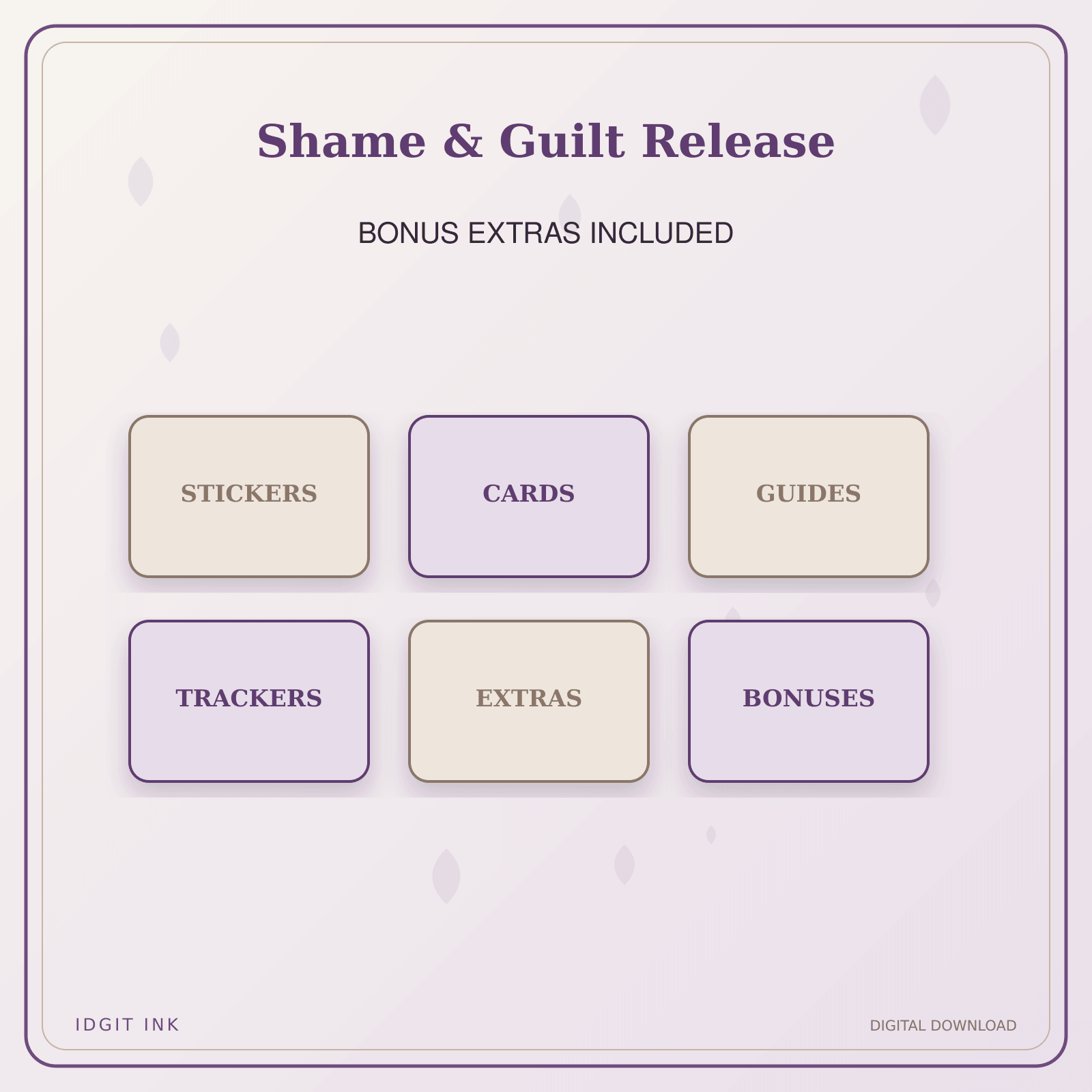 Idgit Ink Shame & Guilt Release deluxe journal and planner bundle — included digital stickers and cards