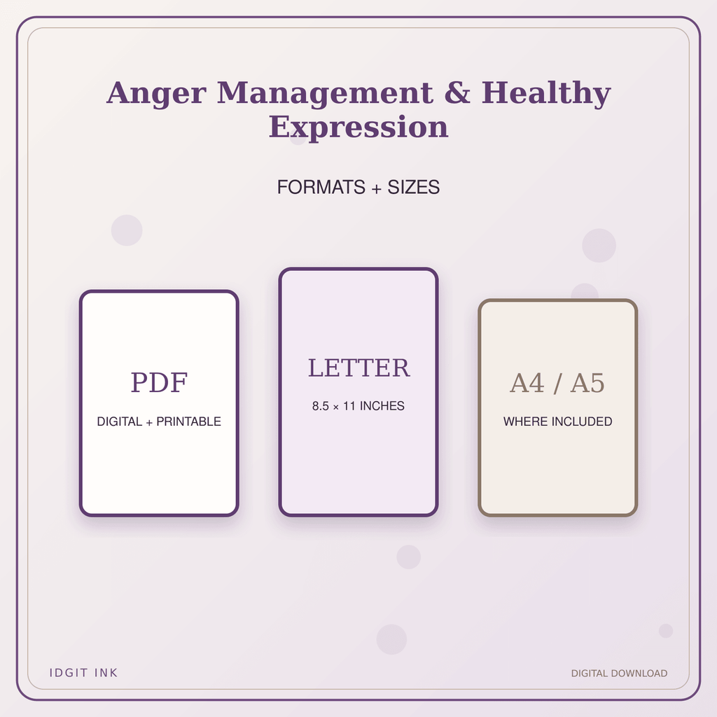 Idgit Ink Anger Management & Healthy Expression deluxe journal and planner bundle — digital formats and available page sizes