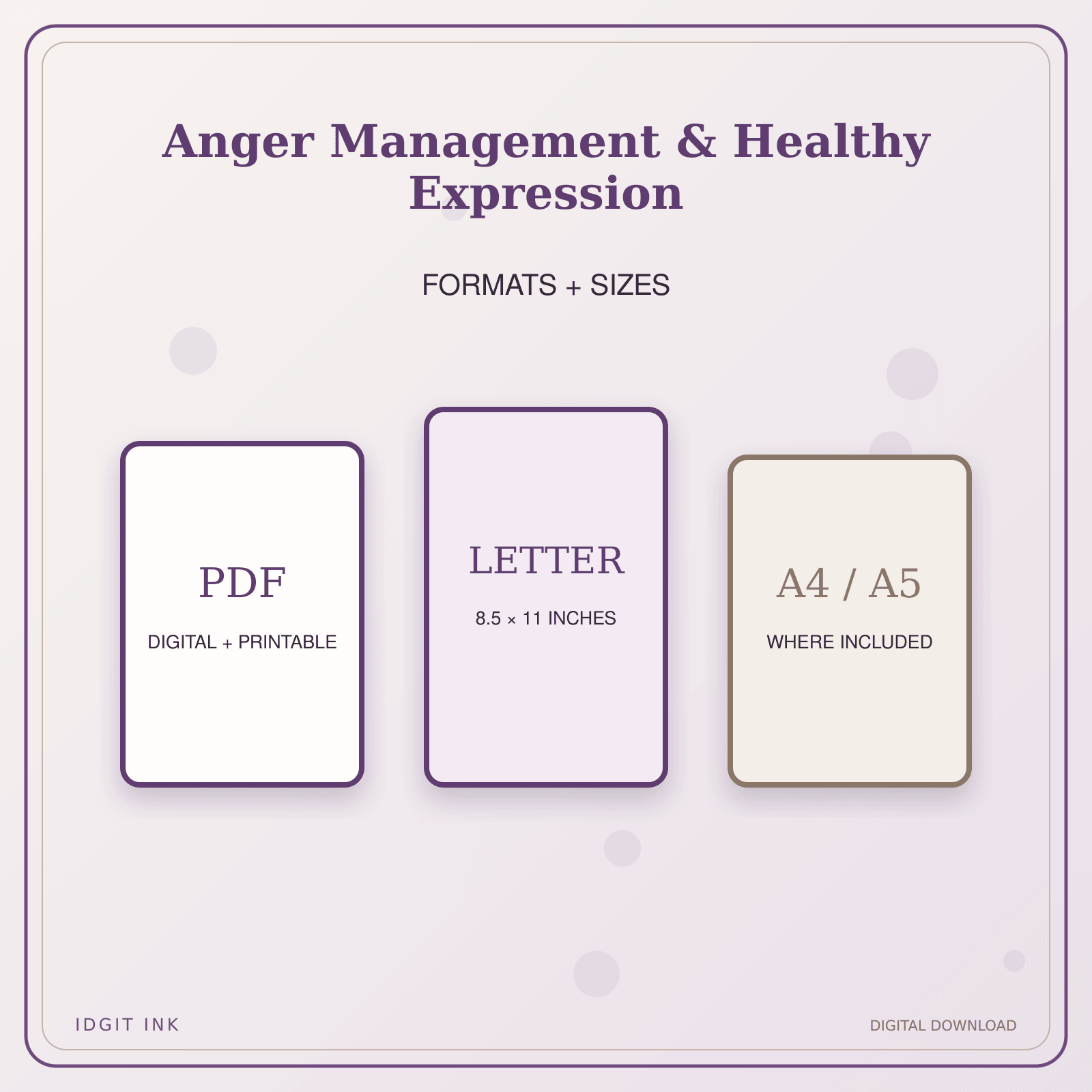 Idgit Ink Anger Management & Healthy Expression deluxe journal and planner bundle — digital formats and available page sizes