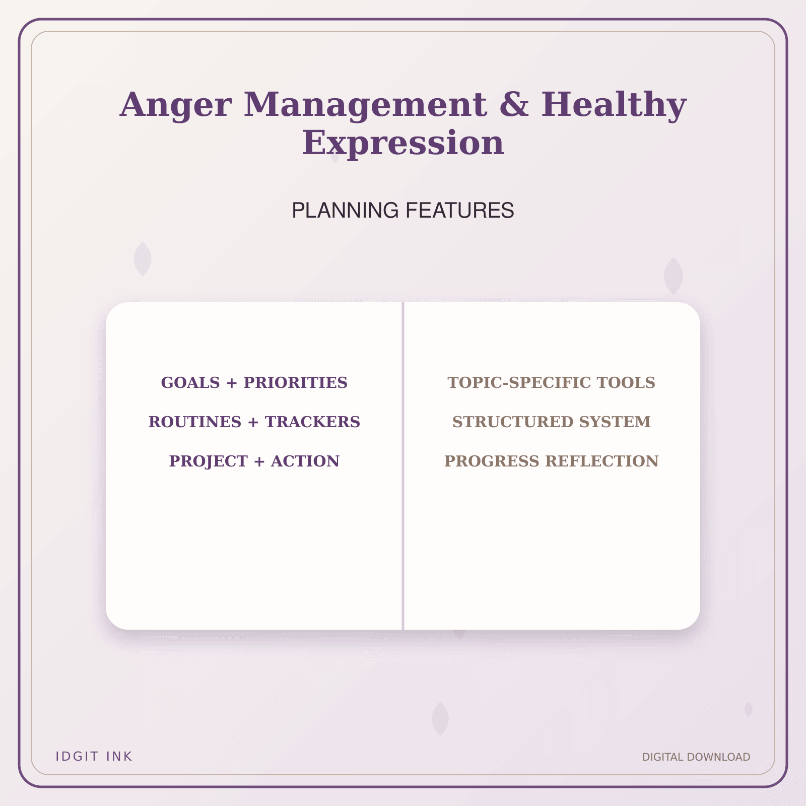 Idgit Ink Anger Management & Healthy Expression deluxe journal and planner bundle — planner organization and planning features
