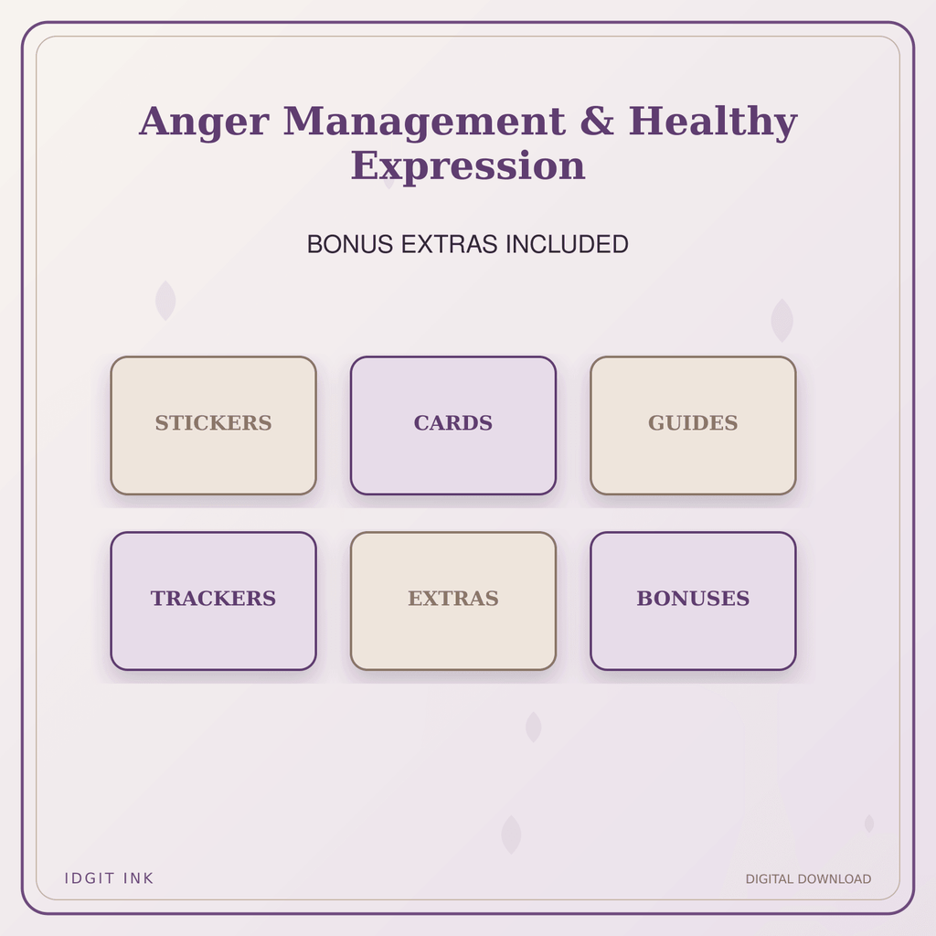 Idgit Ink Anger Management & Healthy Expression deluxe journal and planner bundle — included digital stickers and cards