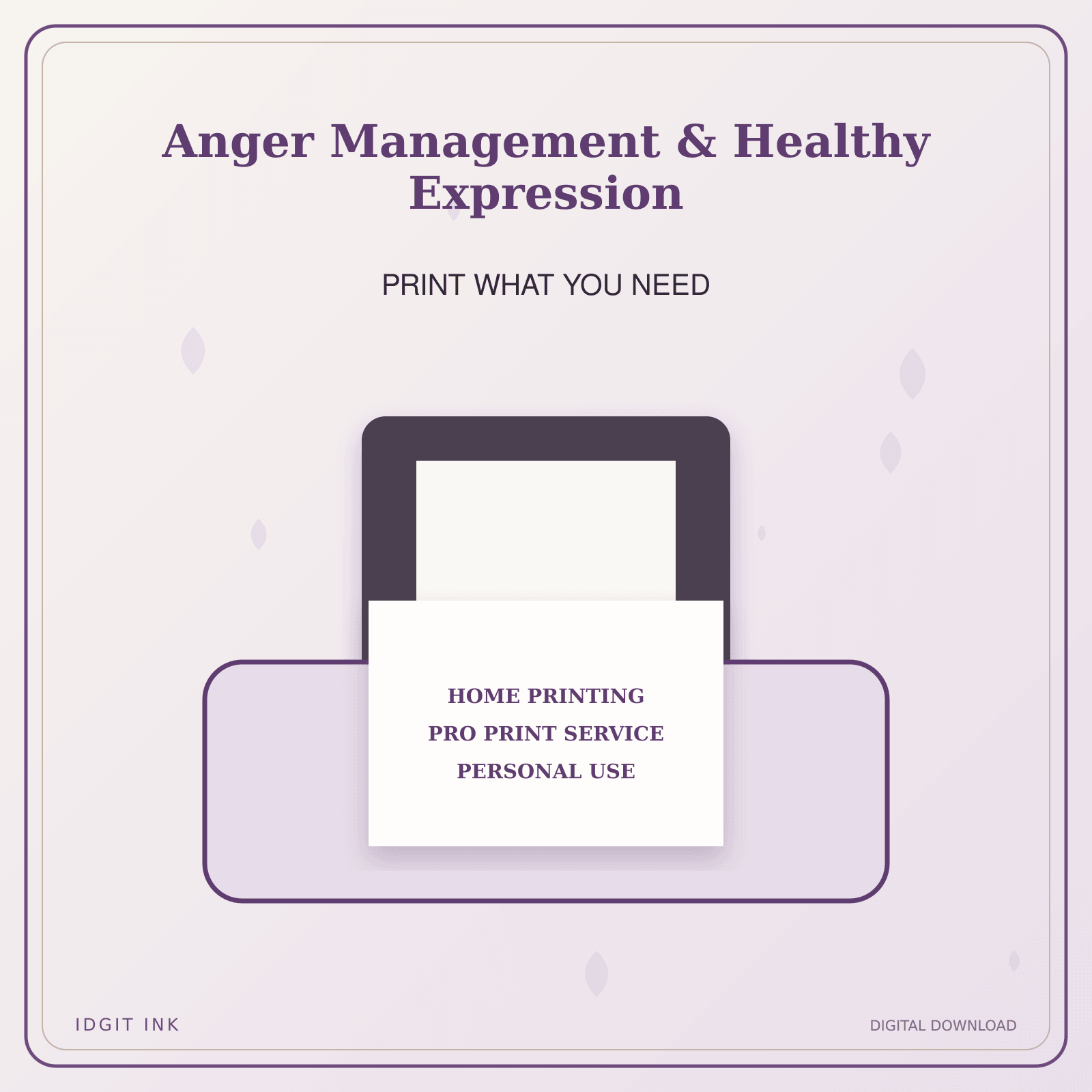 Idgit Ink Anger Management & Healthy Expression deluxe journal and planner bundle — home and professional printing information