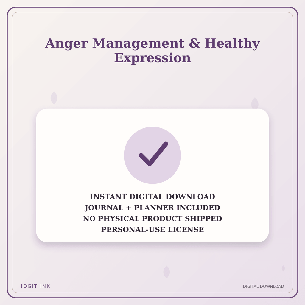 Idgit Ink Anger Management & Healthy Expression deluxe journal and planner bundle — instant download and no physical product notice