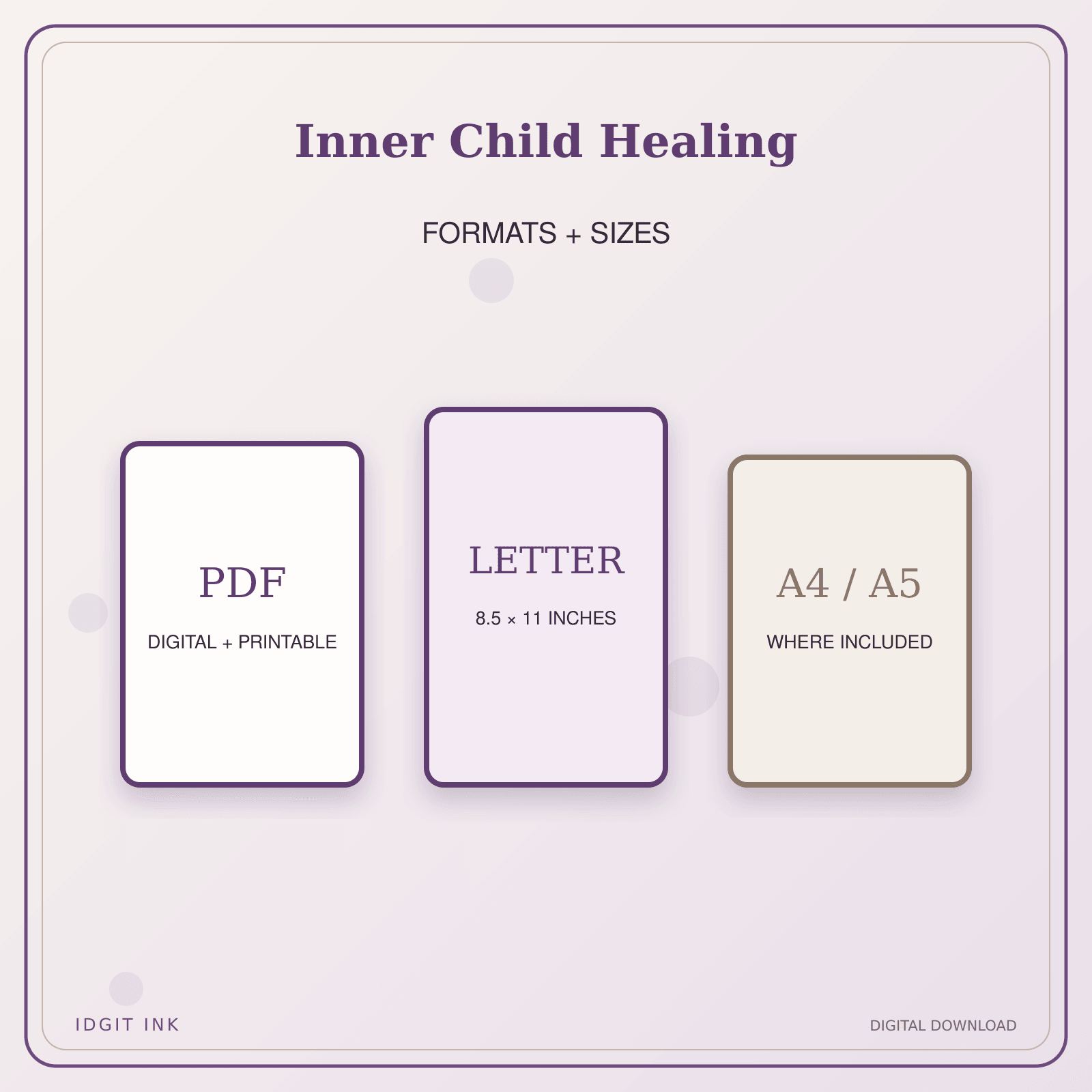 Idgit Ink Inner Child Healing deluxe journal and planner bundle — digital formats and available page sizes