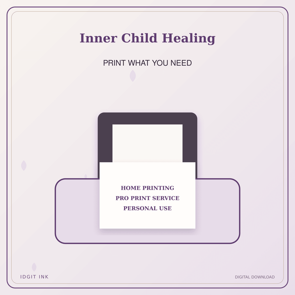 Idgit Ink Inner Child Healing deluxe journal and planner bundle — home and professional printing information