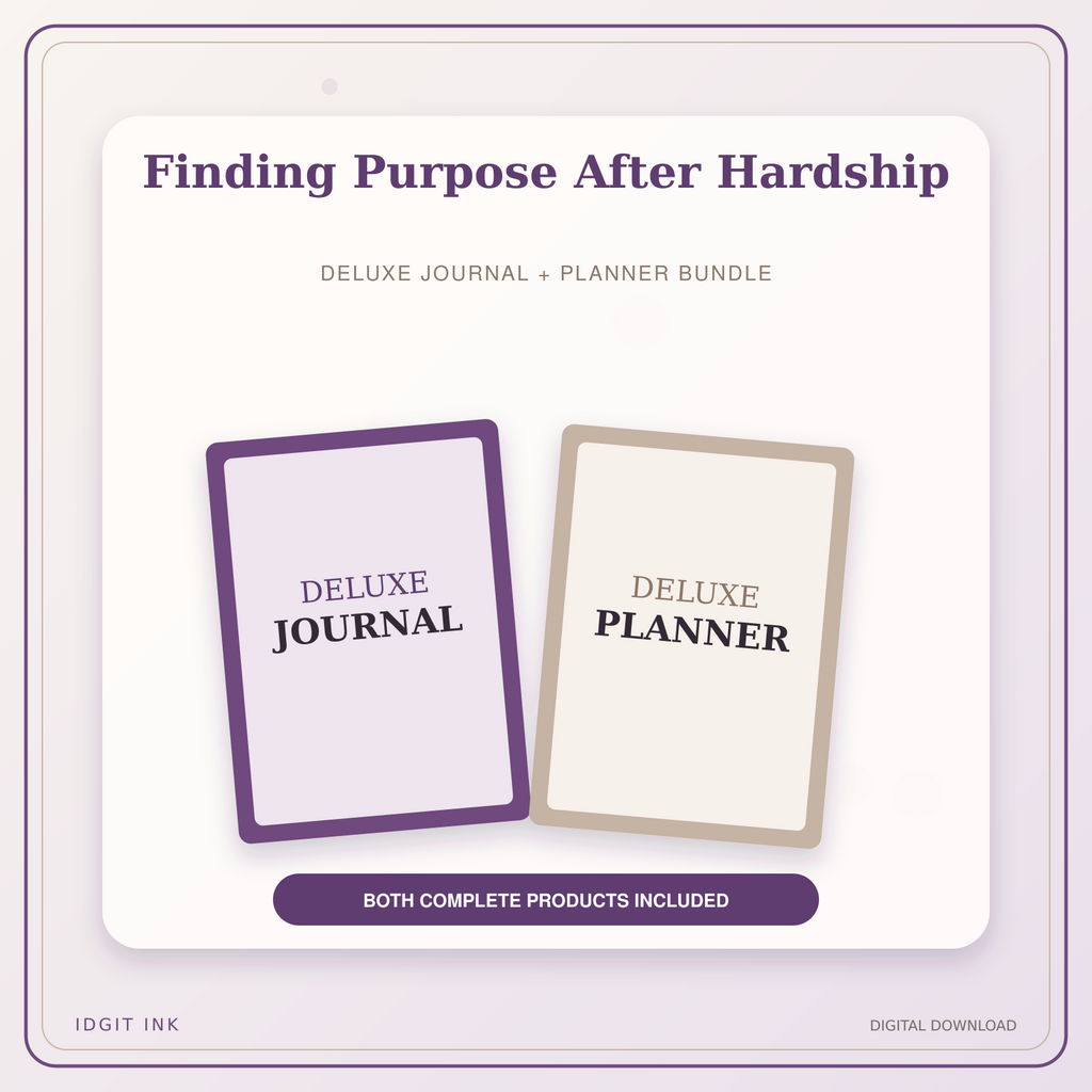 Idgit Ink Finding Purpose After Hardship deluxe journal and planner bundle — primary bundle cover showing both deluxe products