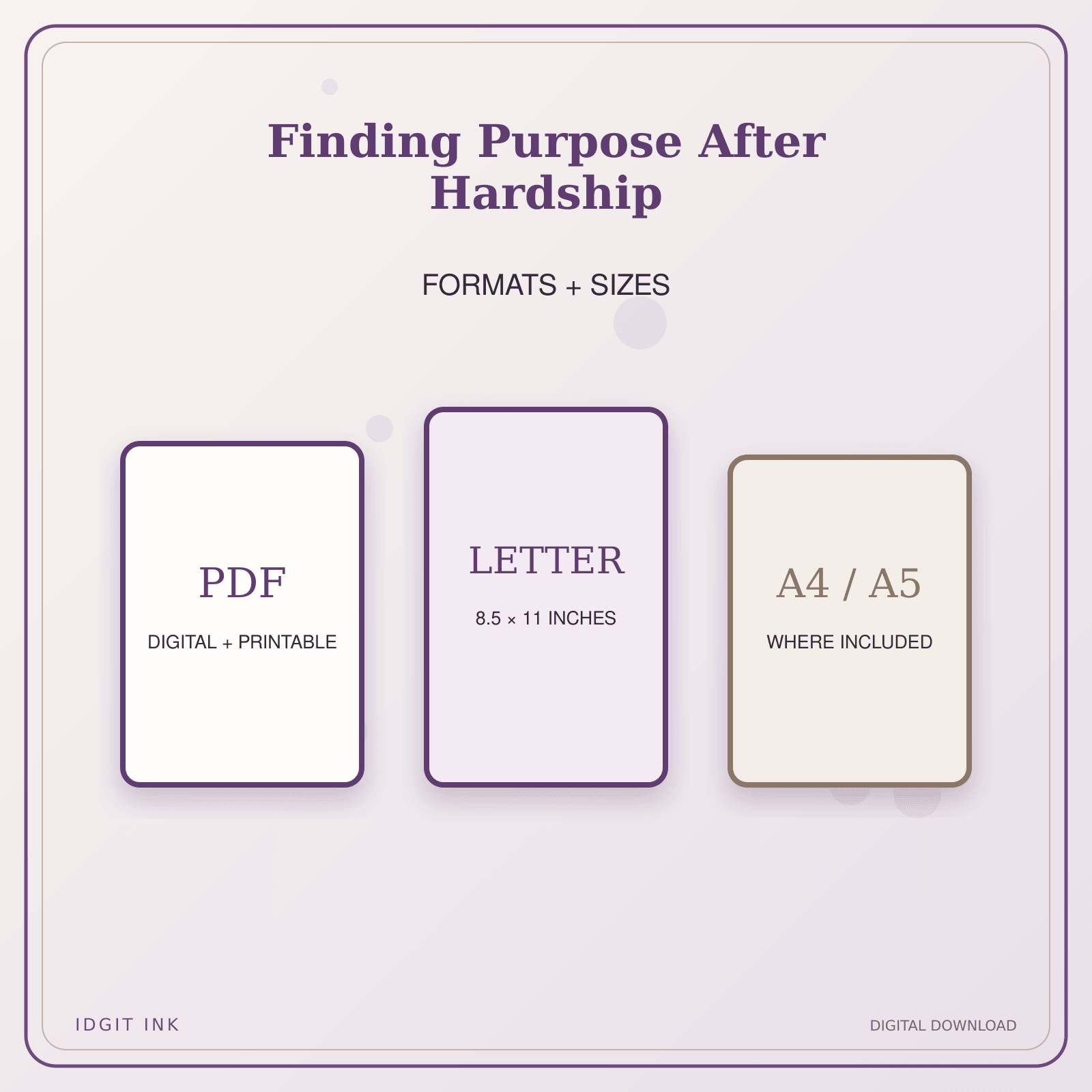 Idgit Ink Finding Purpose After Hardship deluxe journal and planner bundle — digital formats and available page sizes