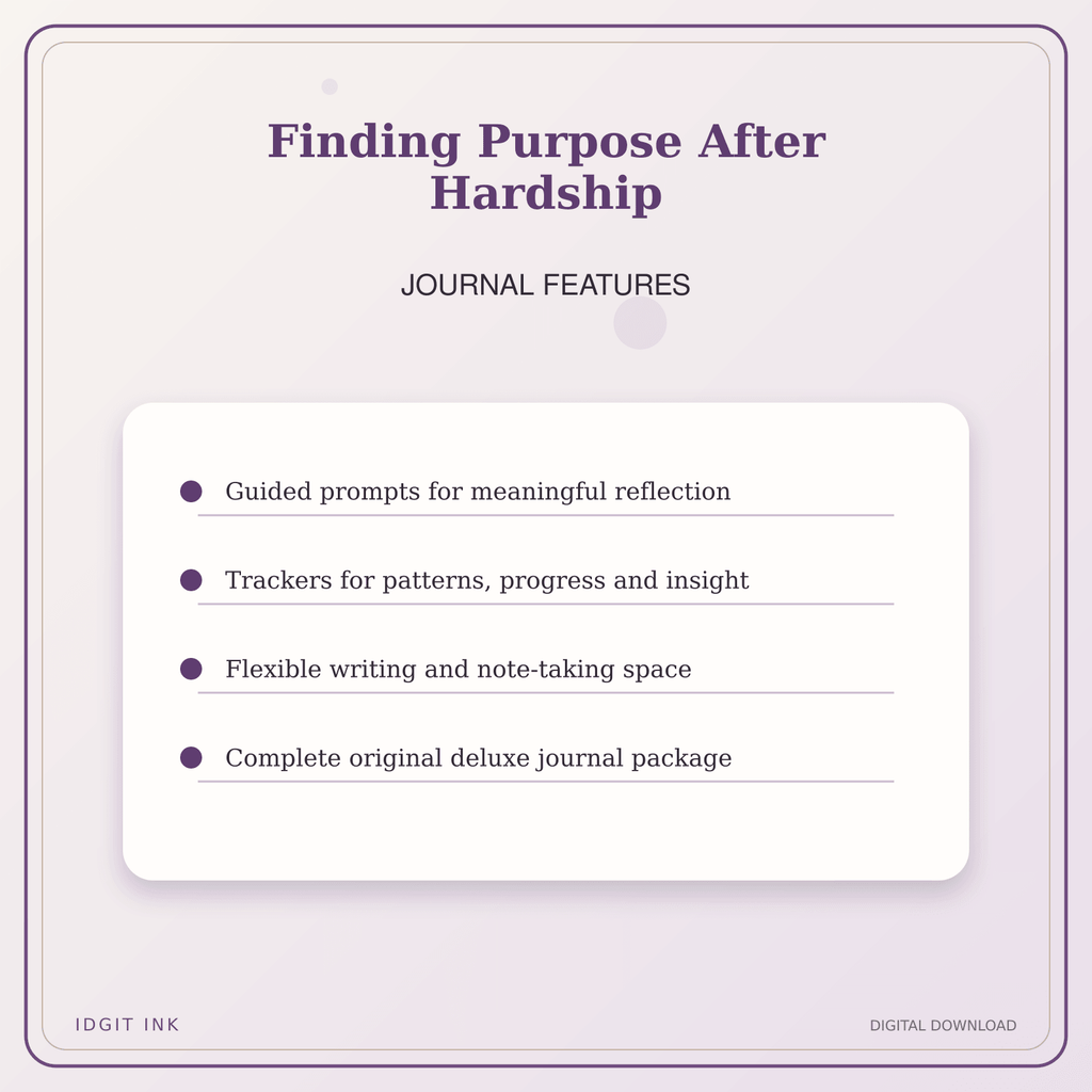 Idgit Ink Finding Purpose After Hardship deluxe journal and planner bundle — journal prompts and reflection features