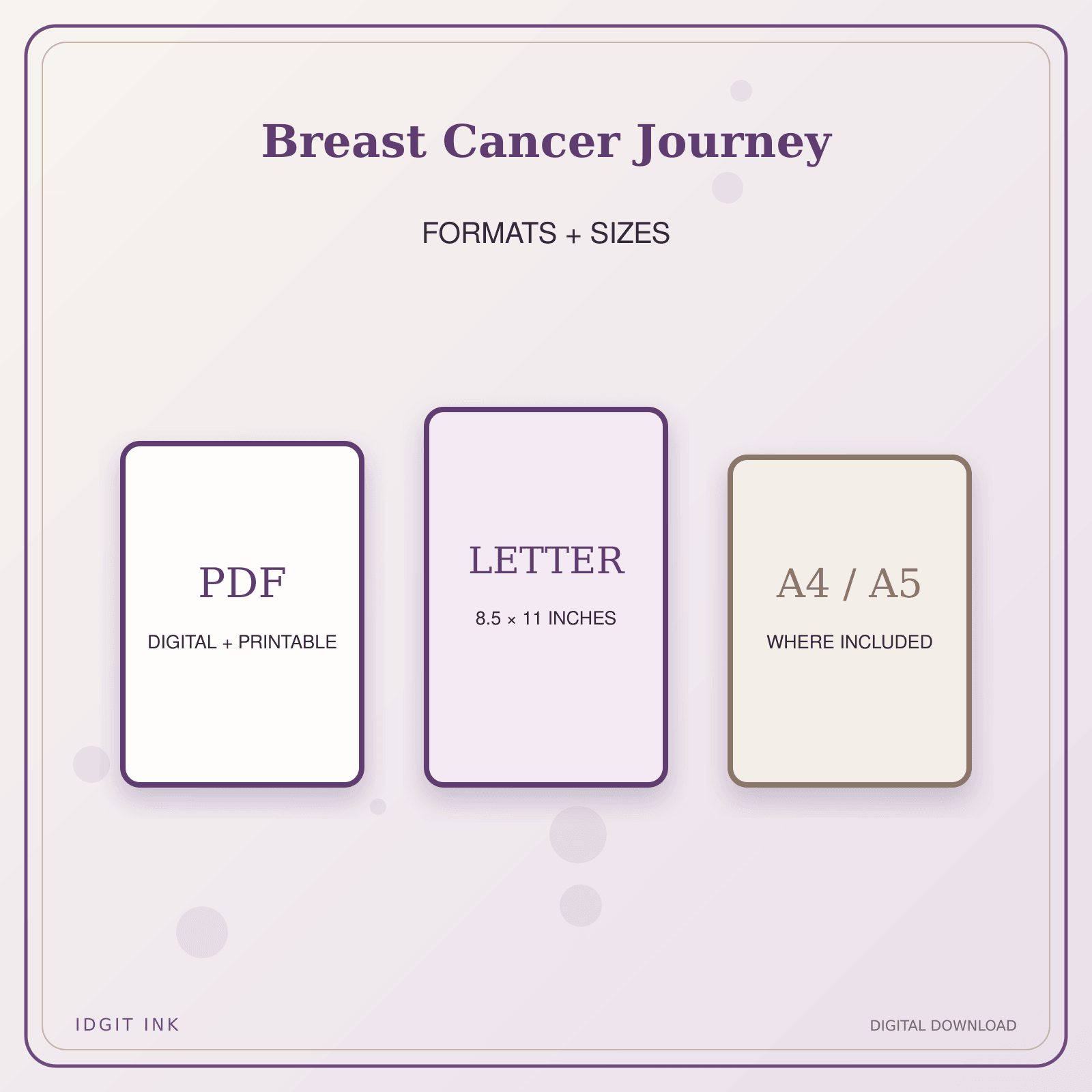 Idgit Ink Breast Cancer Journey deluxe journal and planner bundle — digital formats and available page sizes