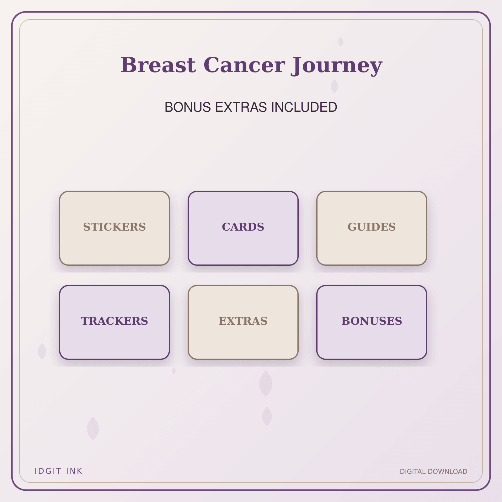 Idgit Ink Breast Cancer Journey deluxe journal and planner bundle — included digital stickers and cards