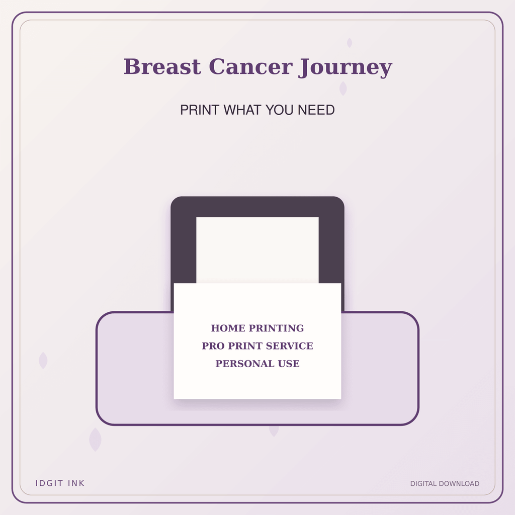 Idgit Ink Breast Cancer Journey deluxe journal and planner bundle — home and professional printing information