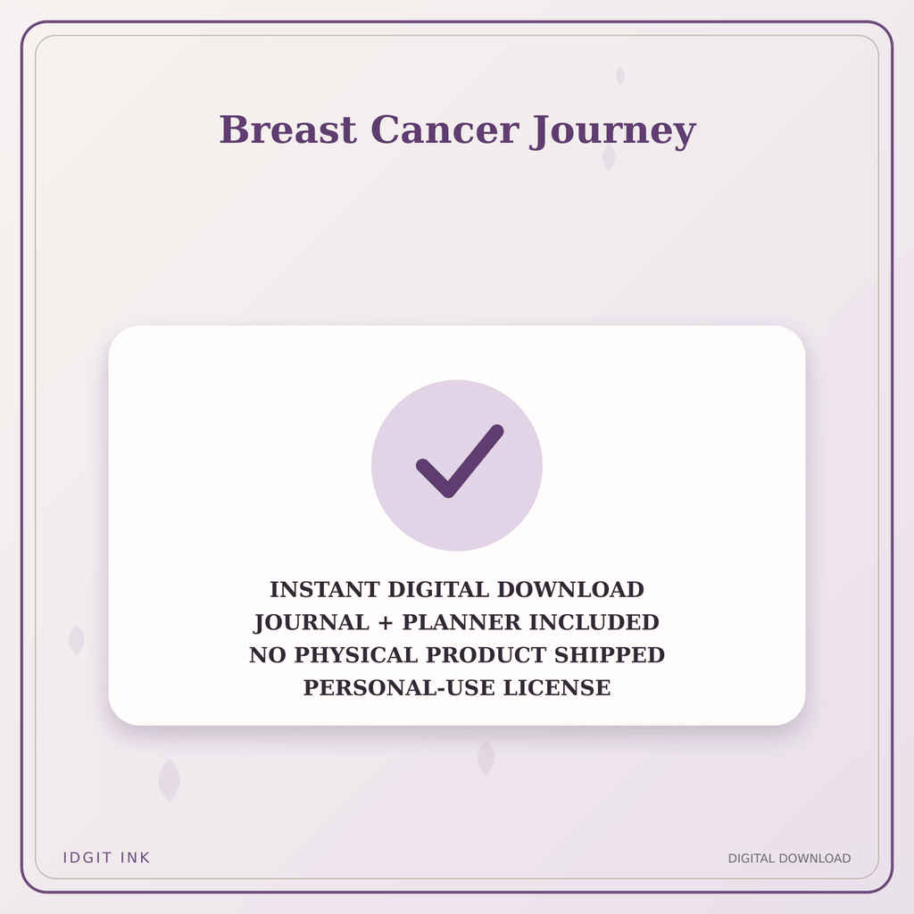 Idgit Ink Breast Cancer Journey deluxe journal and planner bundle — instant download and no physical product notice