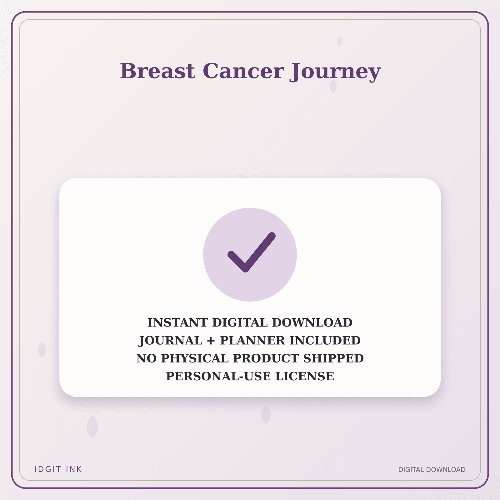Idgit Ink Breast Cancer Journey deluxe journal and planner bundle — instant download and no physical product notice