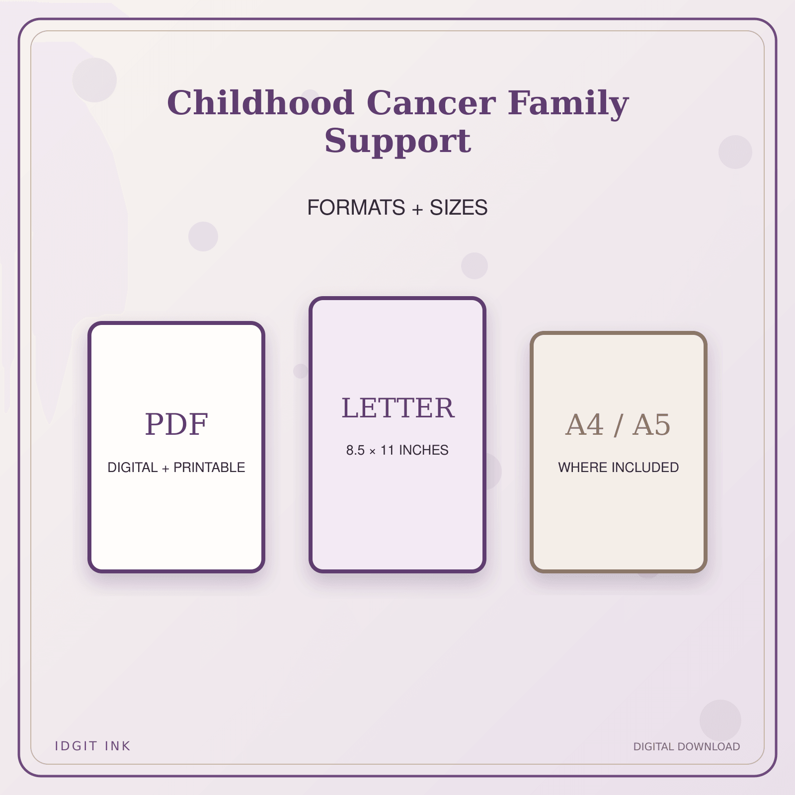 Idgit Ink Childhood Cancer Family Support deluxe journal and planner bundle — digital formats and available page sizes