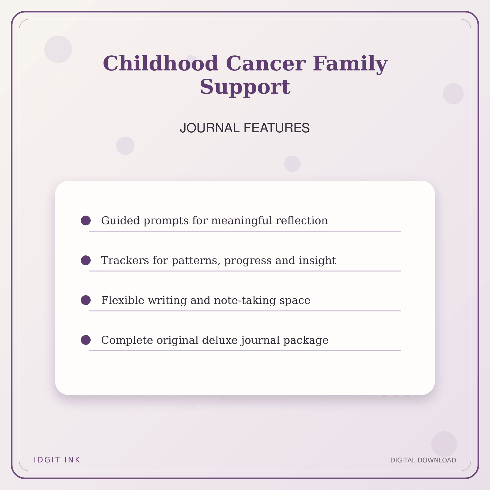 Idgit Ink Childhood Cancer Family Support deluxe journal and planner bundle — journal prompts and reflection features