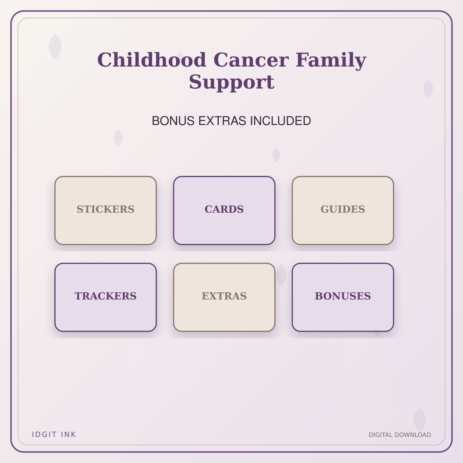 Idgit Ink Childhood Cancer Family Support deluxe journal and planner bundle — included digital stickers and cards