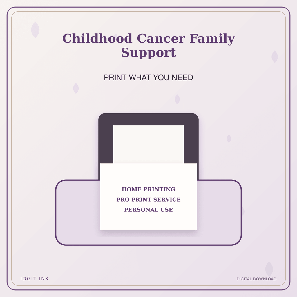 Idgit Ink Childhood Cancer Family Support deluxe journal and planner bundle — home and professional printing information