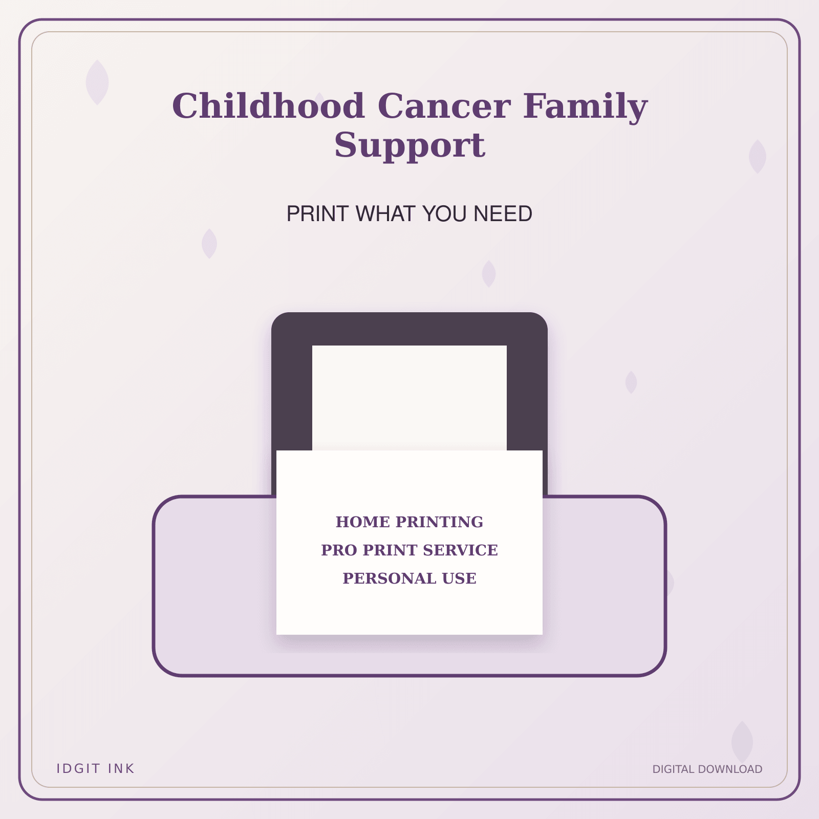 Idgit Ink Childhood Cancer Family Support deluxe journal and planner bundle — home and professional printing information