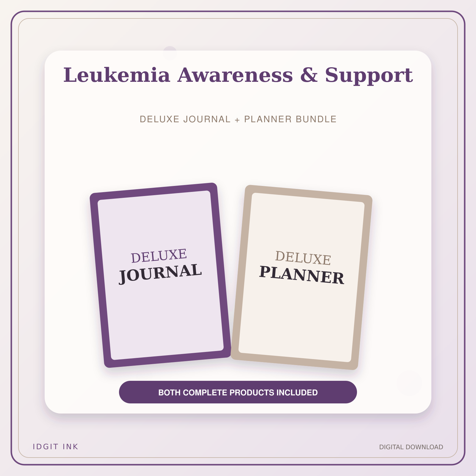 Idgit Ink Leukemia Awareness & Support deluxe journal and planner bundle — primary bundle cover showing both deluxe products