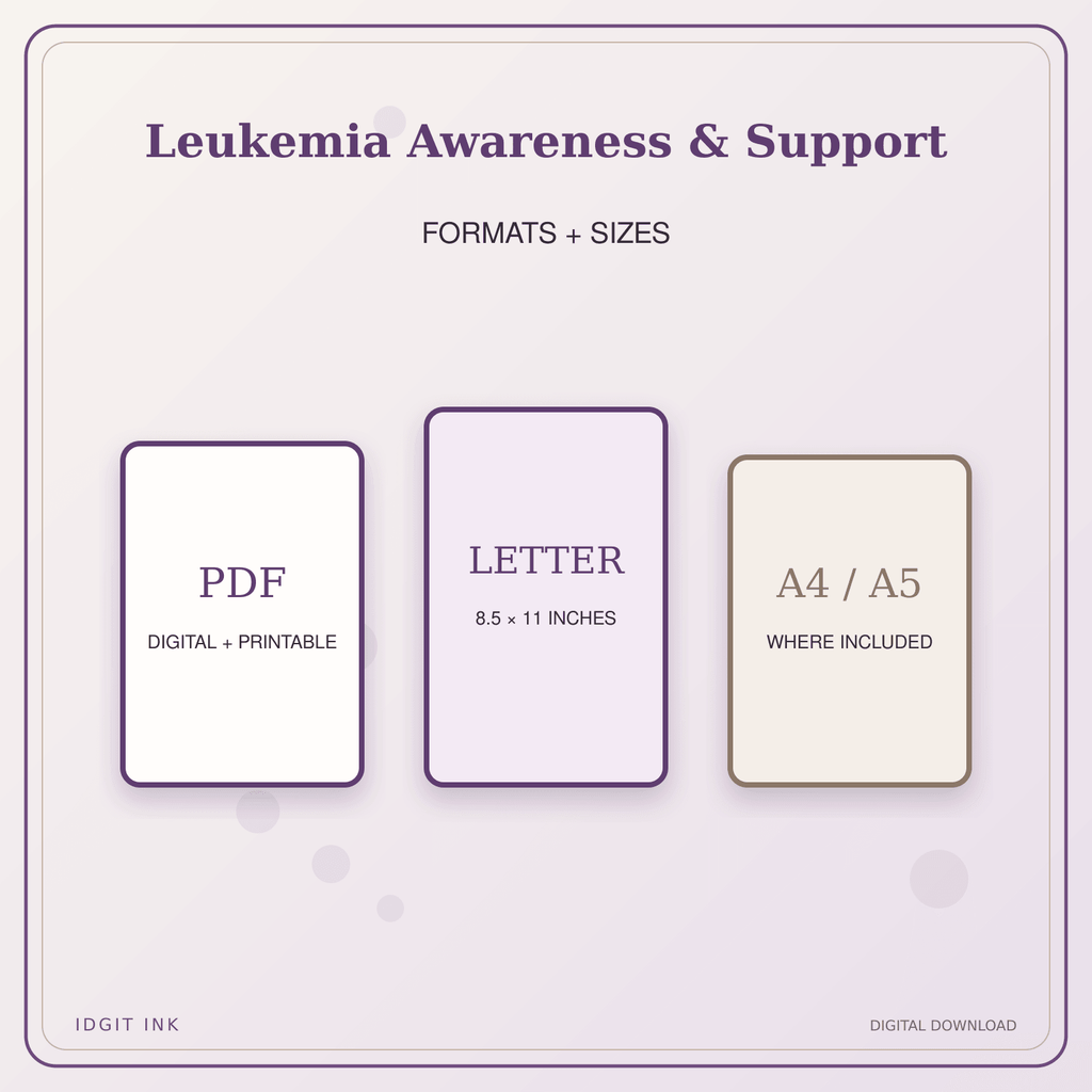 Idgit Ink Leukemia Awareness & Support deluxe journal and planner bundle — digital formats and available page sizes
