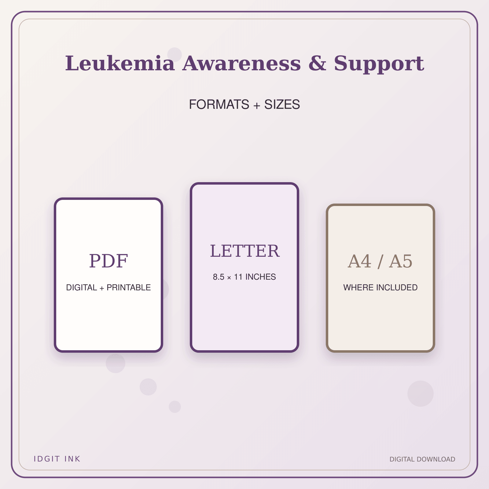 Idgit Ink Leukemia Awareness & Support deluxe journal and planner bundle — digital formats and available page sizes
