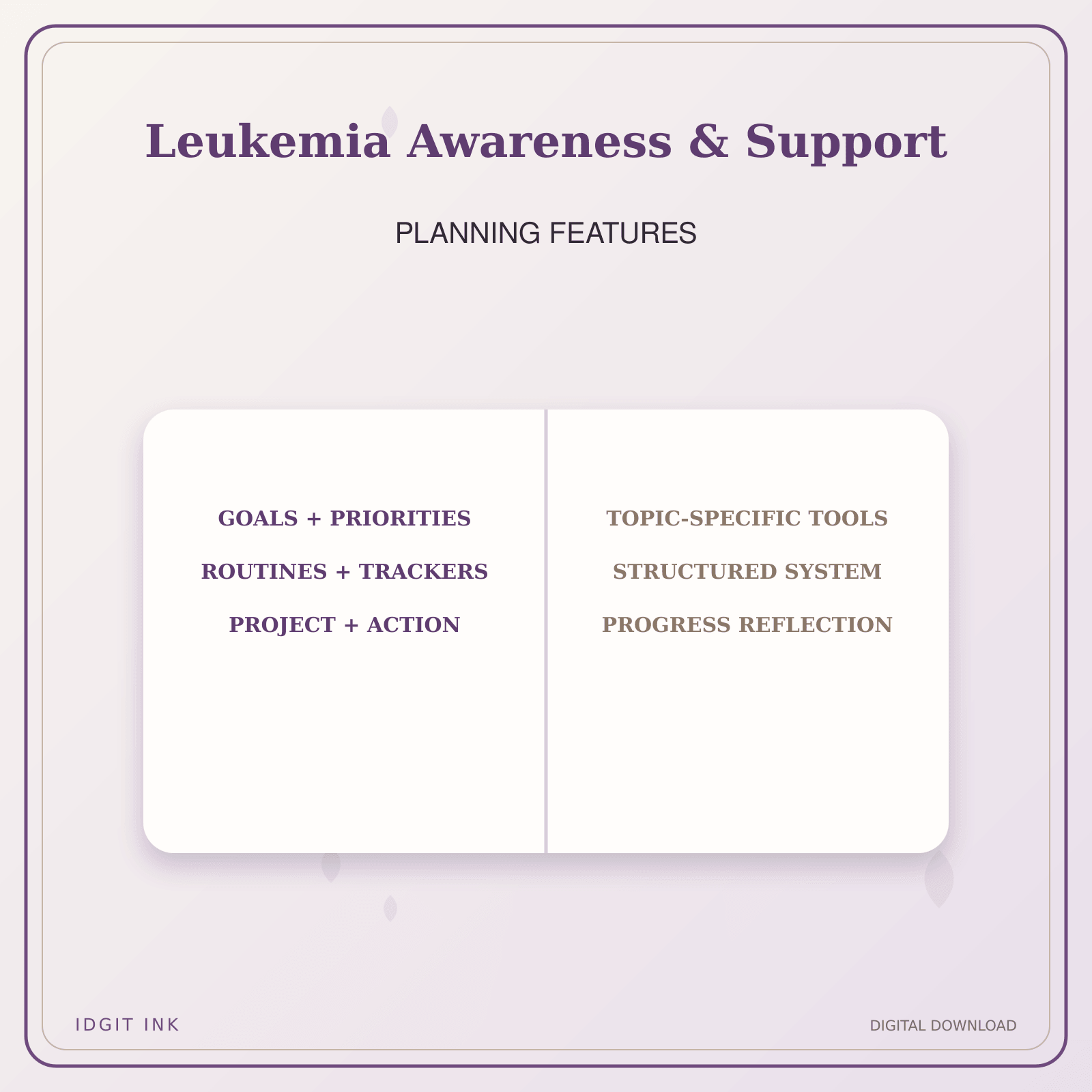 Idgit Ink Leukemia Awareness & Support deluxe journal and planner bundle — planner organization and planning features