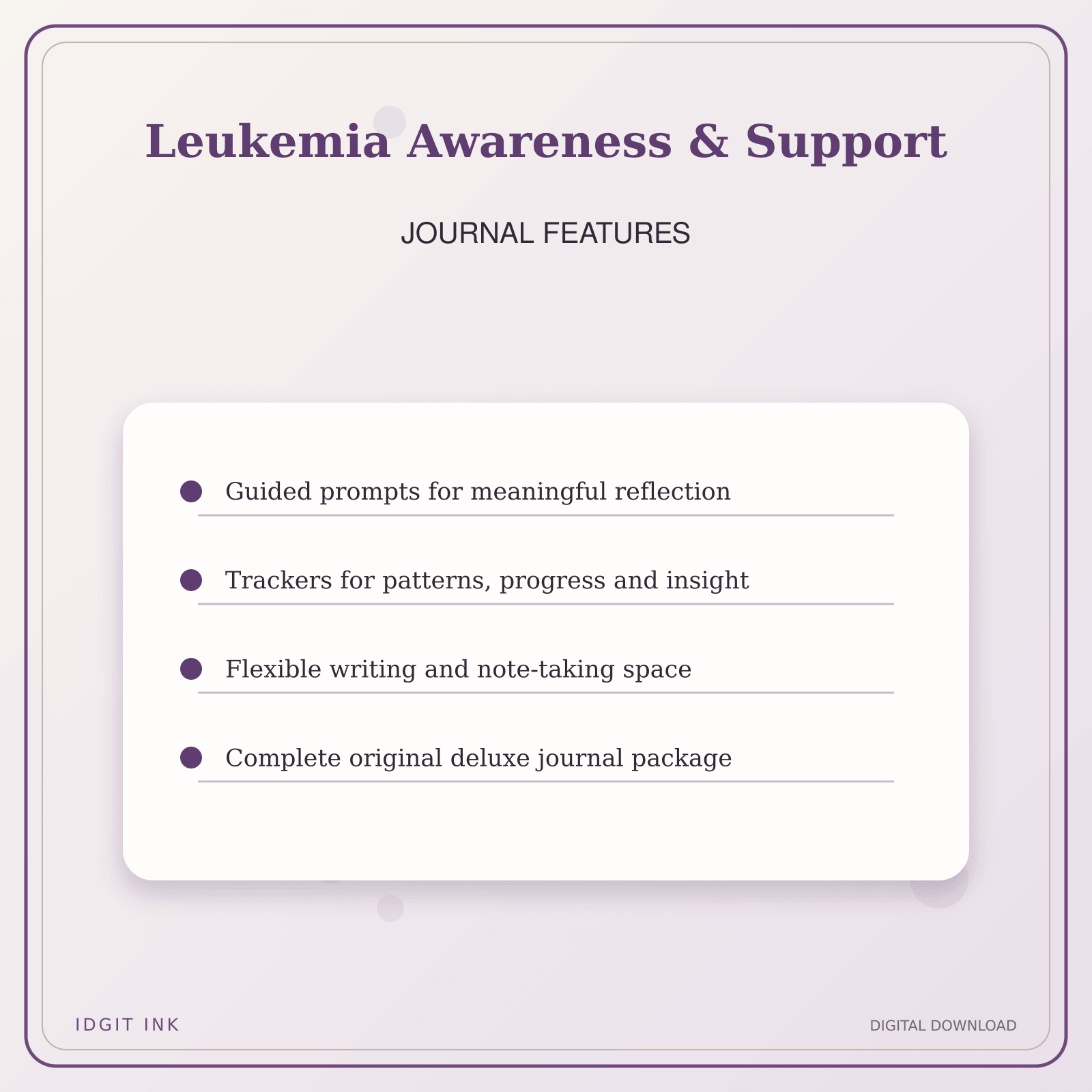 Idgit Ink Leukemia Awareness & Support deluxe journal and planner bundle — journal prompts and reflection features
