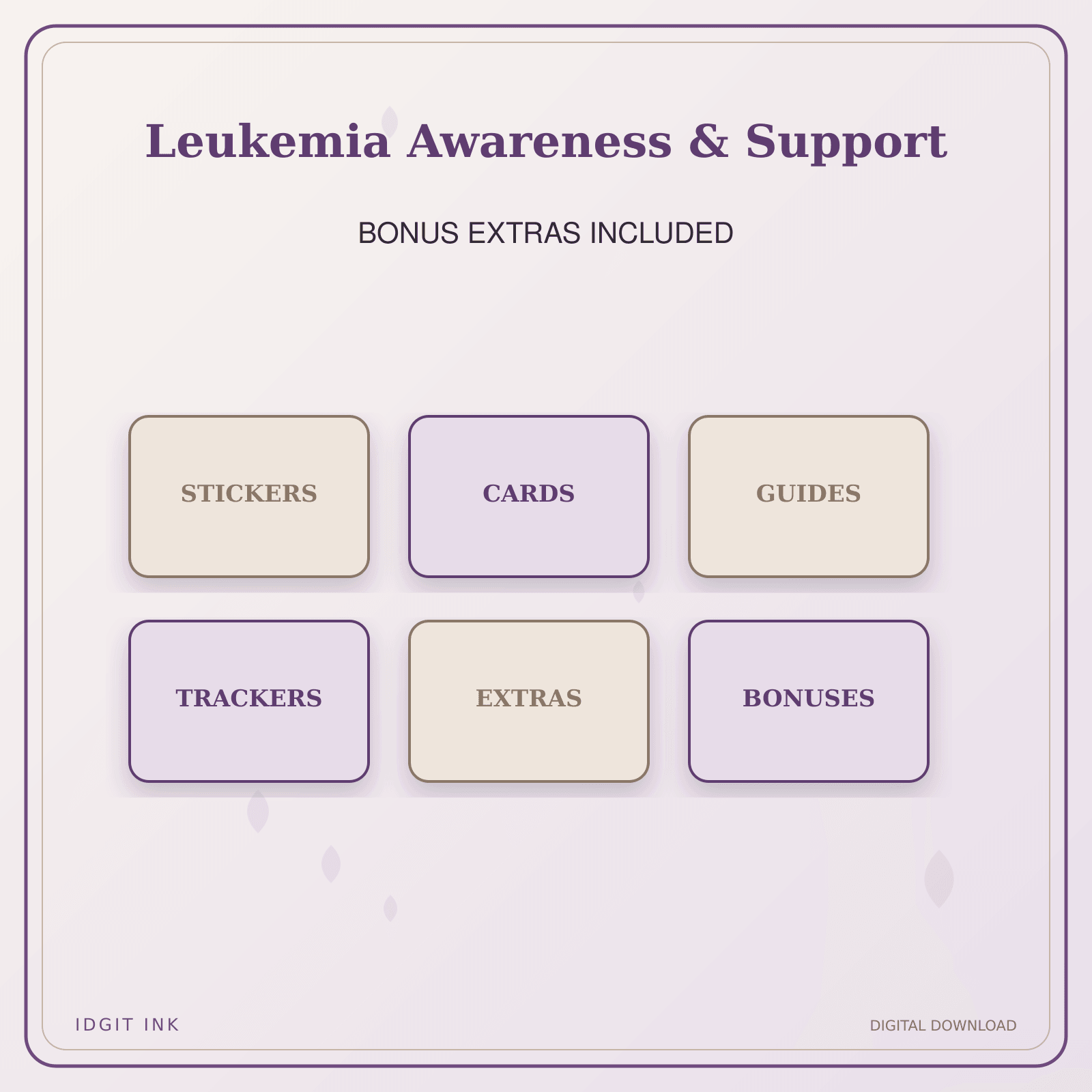 Idgit Ink Leukemia Awareness & Support deluxe journal and planner bundle — included digital stickers and cards