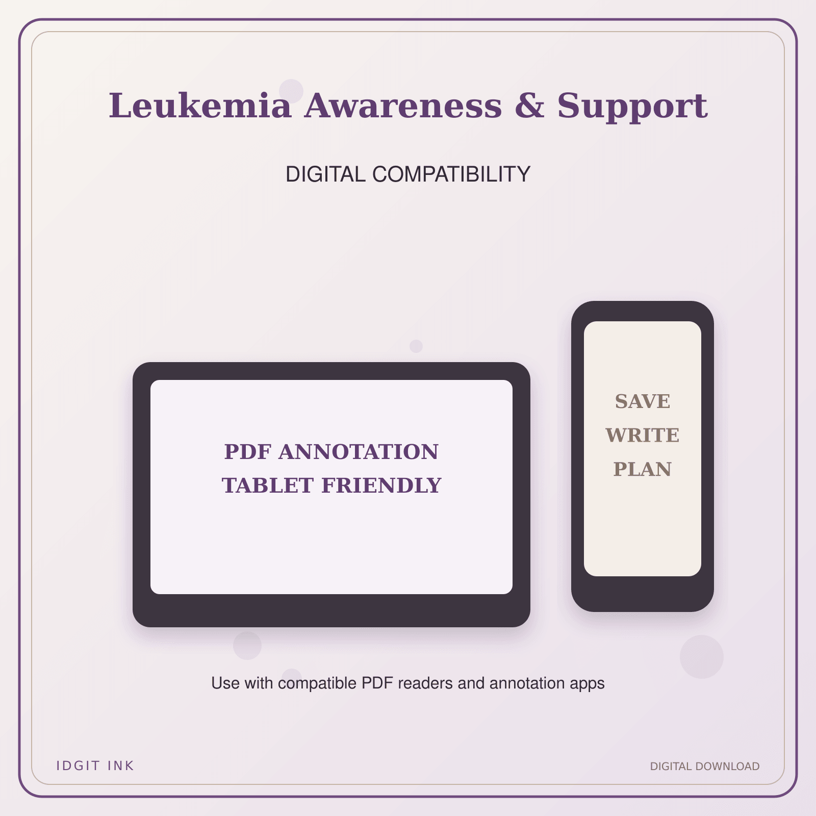 Idgit Ink Leukemia Awareness & Support deluxe journal and planner bundle — tablet and pdf annotation compatibility