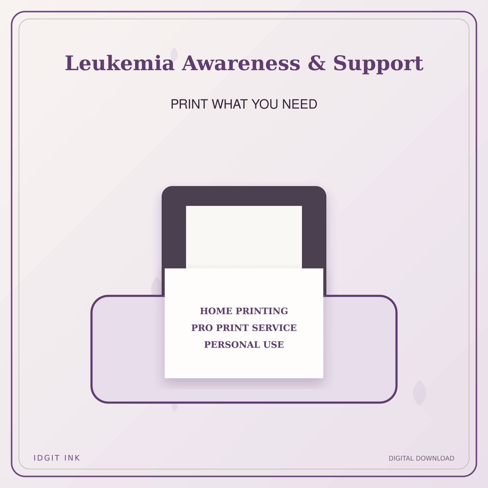 Idgit Ink Leukemia Awareness & Support deluxe journal and planner bundle — home and professional printing information