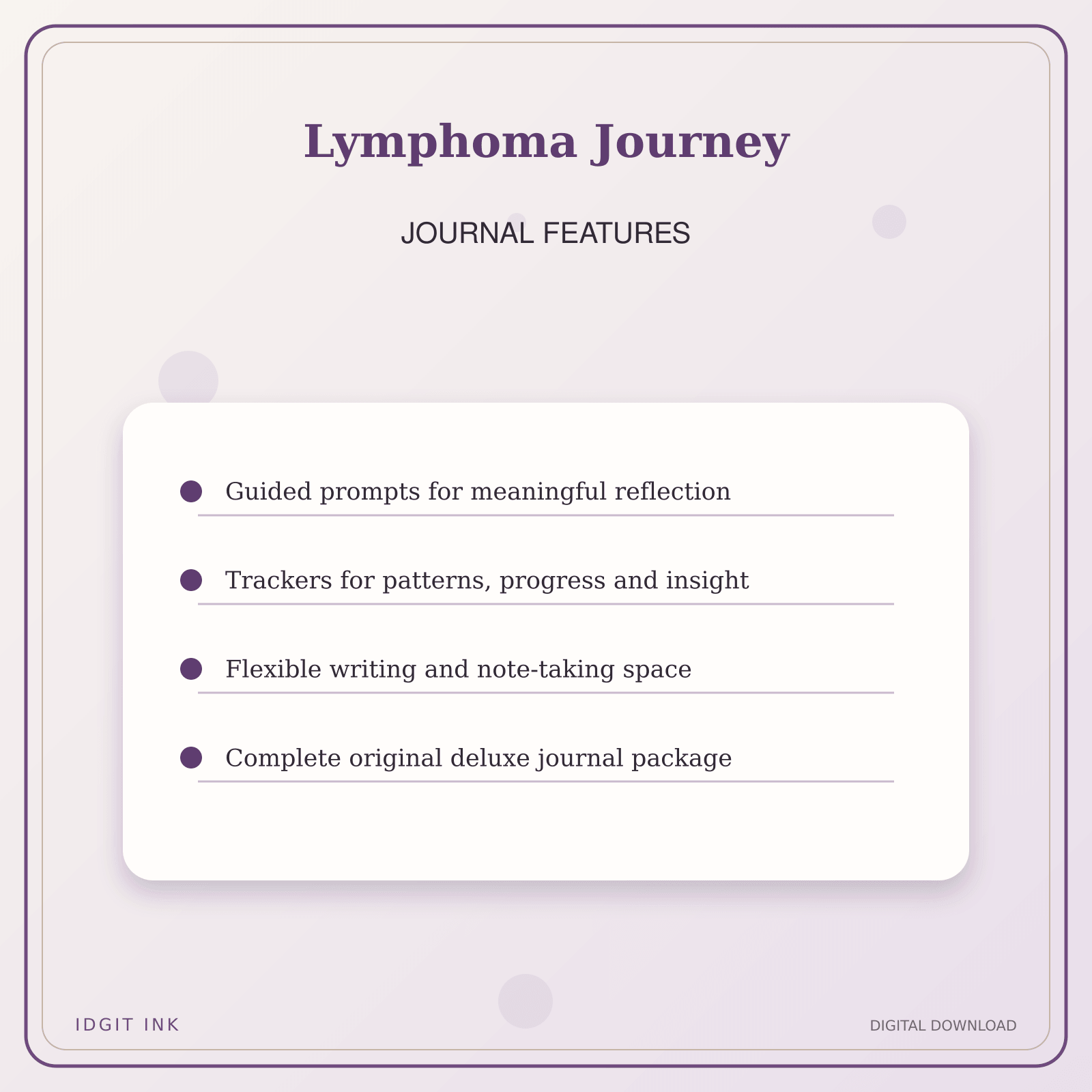 Idgit Ink Lymphoma Journey deluxe journal and planner bundle — journal prompts and reflection features