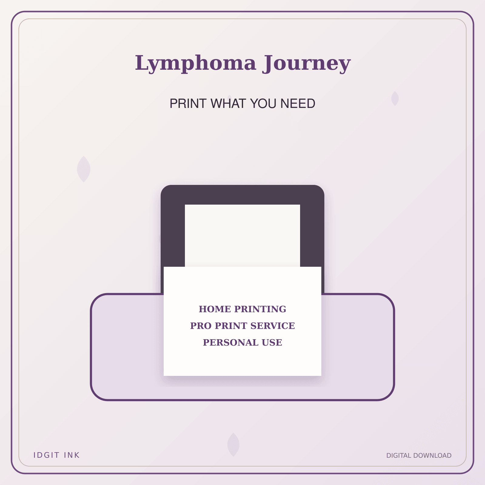 Idgit Ink Lymphoma Journey deluxe journal and planner bundle — home and professional printing information