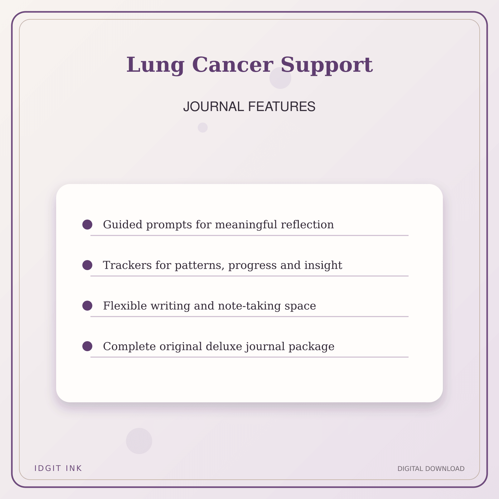 Idgit Ink Lung Cancer Support deluxe journal and planner bundle — journal prompts and reflection features