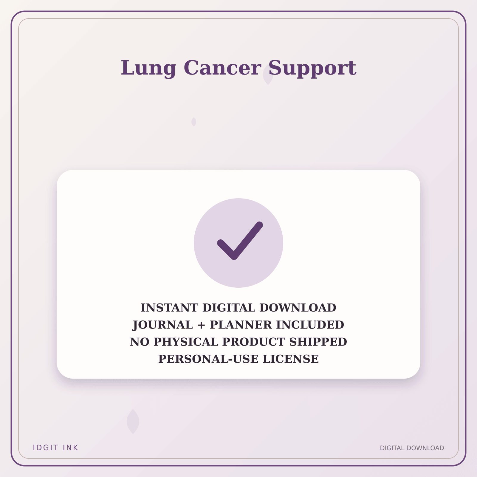 Idgit Ink Lung Cancer Support deluxe journal and planner bundle — instant download and no physical product notice