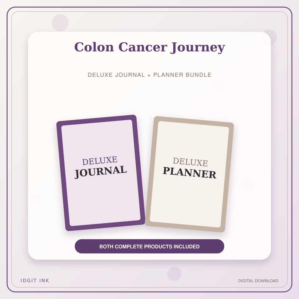 Idgit Ink Colon Cancer Journey deluxe journal and planner bundle — primary bundle cover showing both deluxe products