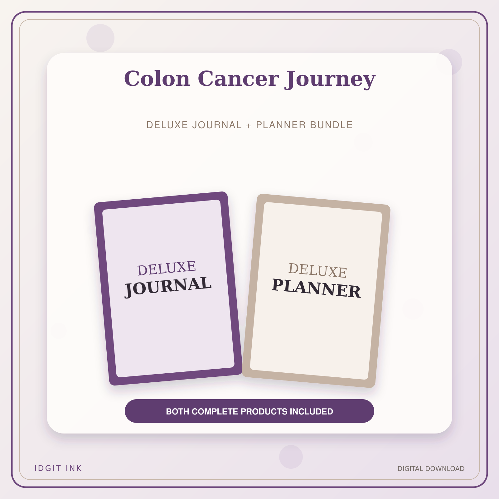 Idgit Ink Colon Cancer Journey deluxe journal and planner bundle — primary bundle cover showing both deluxe products
