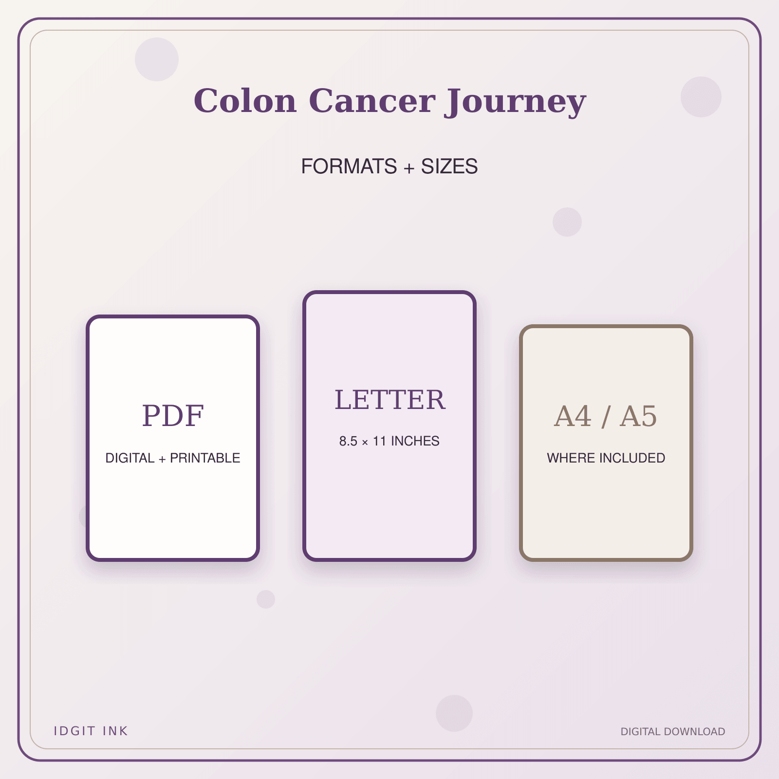 Idgit Ink Colon Cancer Journey deluxe journal and planner bundle — digital formats and available page sizes