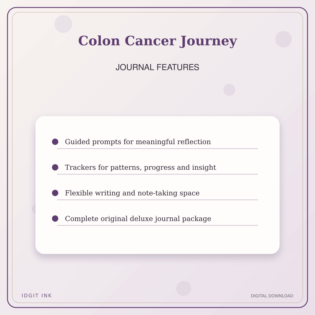 Idgit Ink Colon Cancer Journey deluxe journal and planner bundle — journal prompts and reflection features
