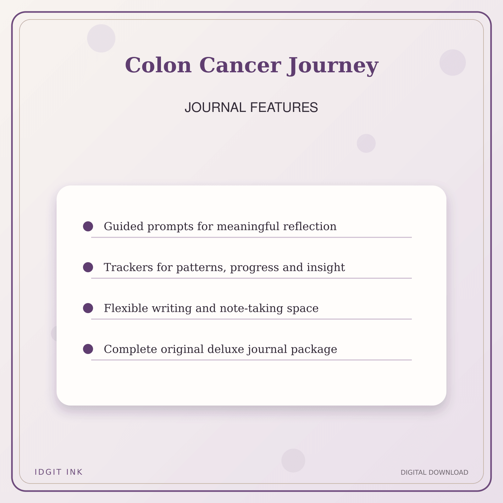 Idgit Ink Colon Cancer Journey deluxe journal and planner bundle — journal prompts and reflection features