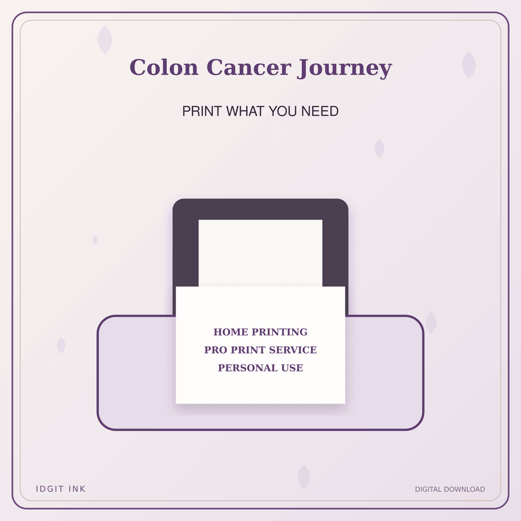Idgit Ink Colon Cancer Journey deluxe journal and planner bundle — home and professional printing information